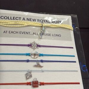 Royal Caribbean Cruise Champagne Glass Charm Rope String Bracelet